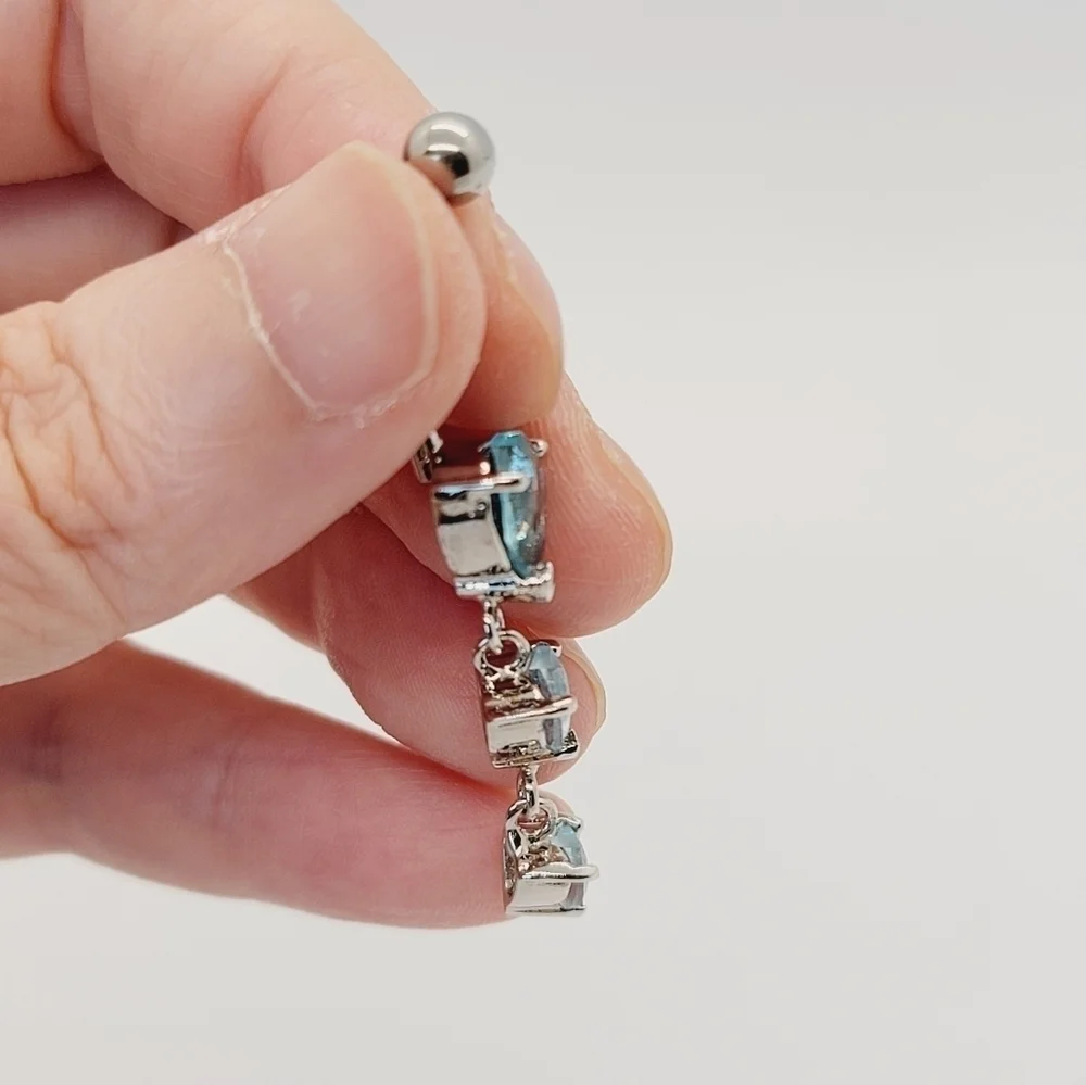New Sterling Silver CZ Belly Button Navel Ring